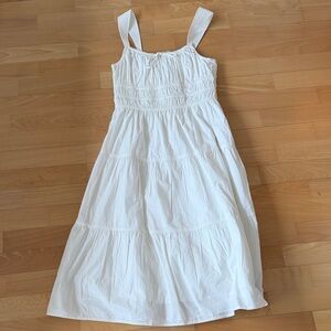 Sunday Best White Smocked Tiered Sundress with Wide Straps